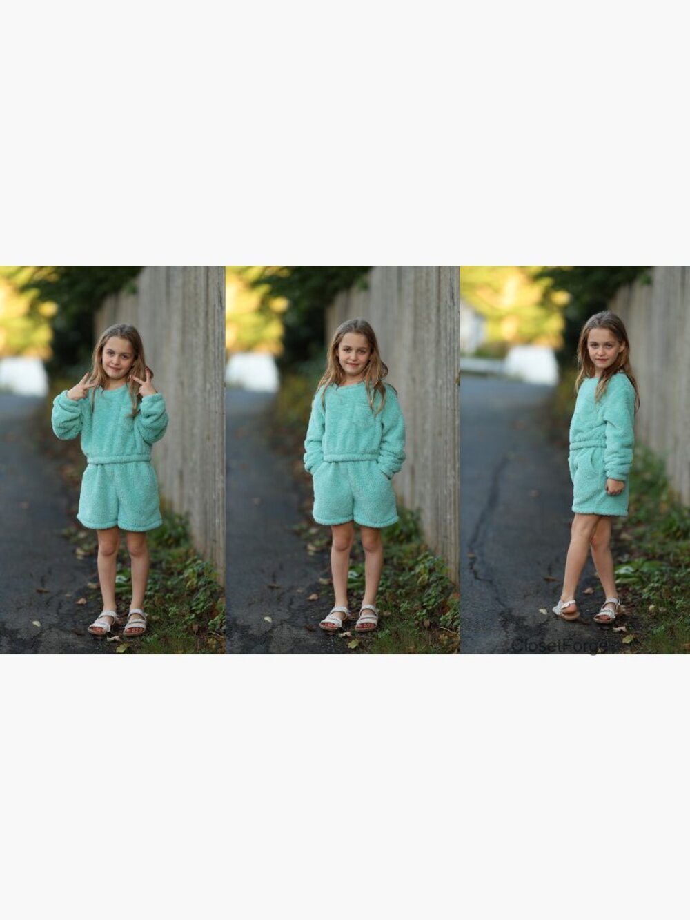 Girls Fleece Short Set with Pockets Long Sleeve Lightweight - Picture 6 of 7